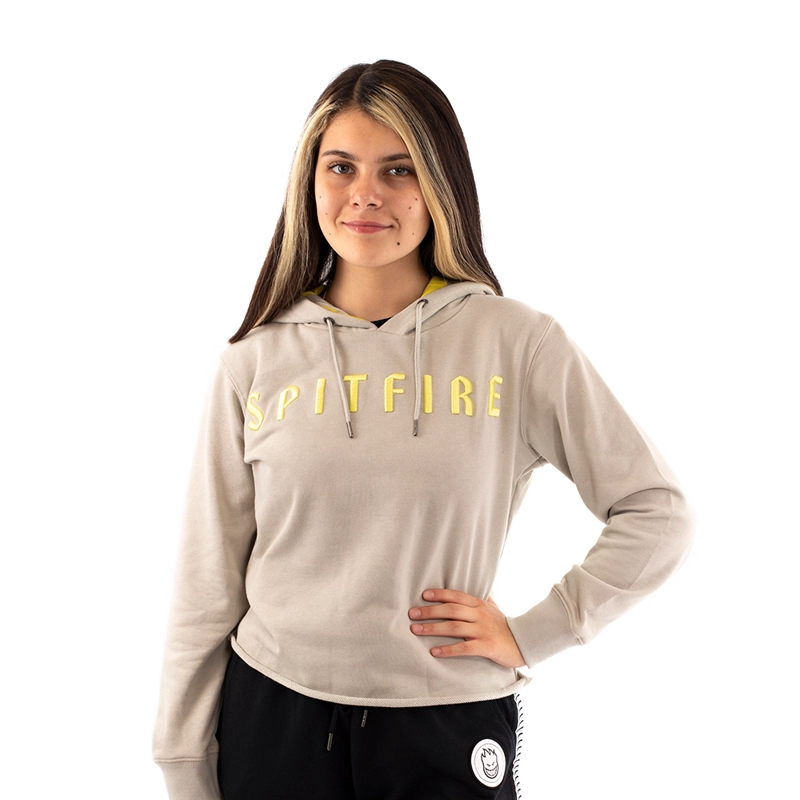 POLERON MUJER CON CAPUCHA SEAMLESS BEIGE - 1
