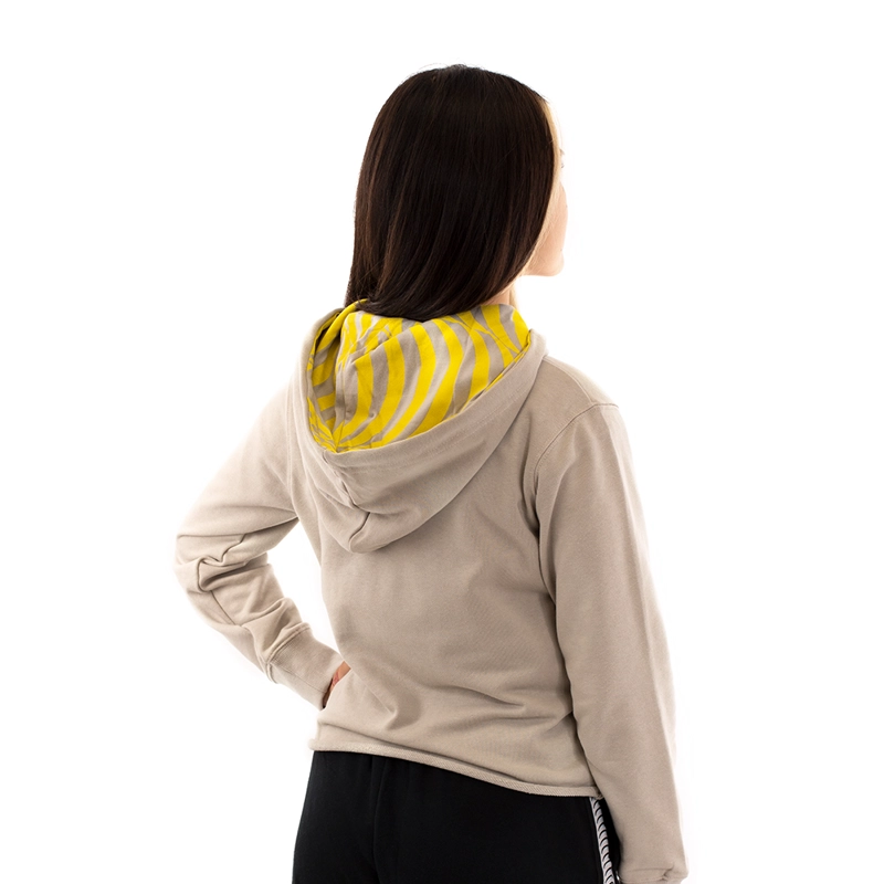 POLERON MUJER CON CAPUCHA SEAMLESS BEIGE - 5
