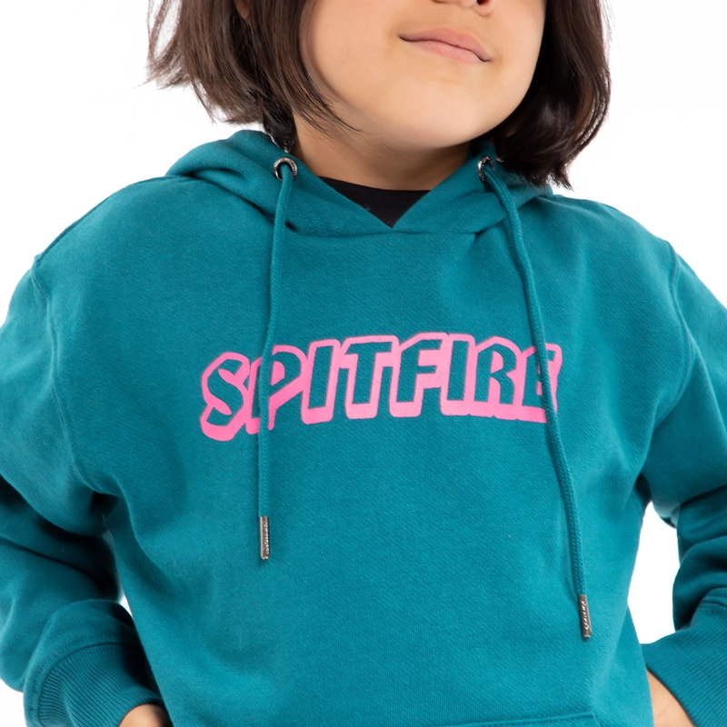 POLERÓN NIÑO SPITFIRE TURQUESA CANGURO CON CAPUCHA SKATE LIKE A GIRL - 5
