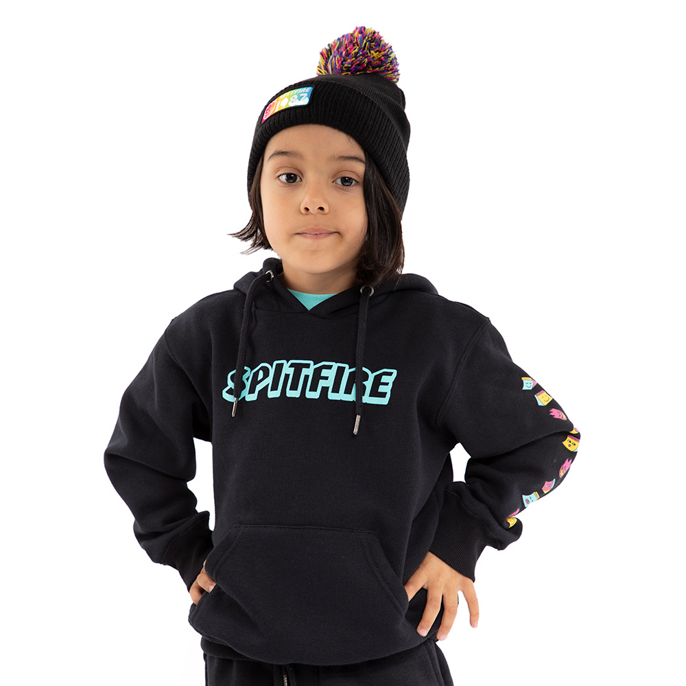 POLERÓN NIÑO SPITFIRE NEGRO CANGURO CON CAPUCHA SKATE LIKE A GIRL - 1