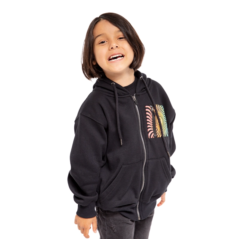POLERÓN NIÑO SPITFIRE NEGRO CON CIERRE Y CAPUCHA TRIPPY SWIRL - 1
