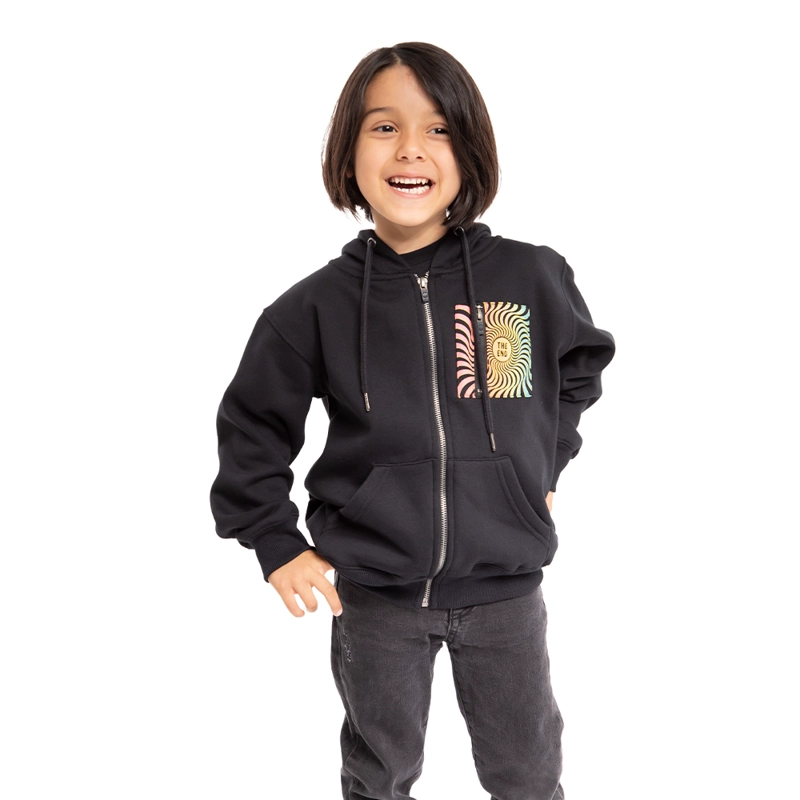 POLERÓN NIÑO SPITFIRE NEGRO CON CIERRE Y CAPUCHA TRIPPY SWIRL - 2