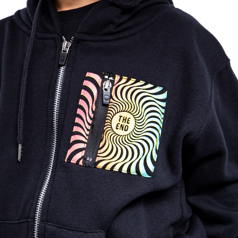 POLERÓN NIÑO SPITFIRE NEGRO CON CIERRE Y CAPUCHA TRIPPY SWIRL - 6