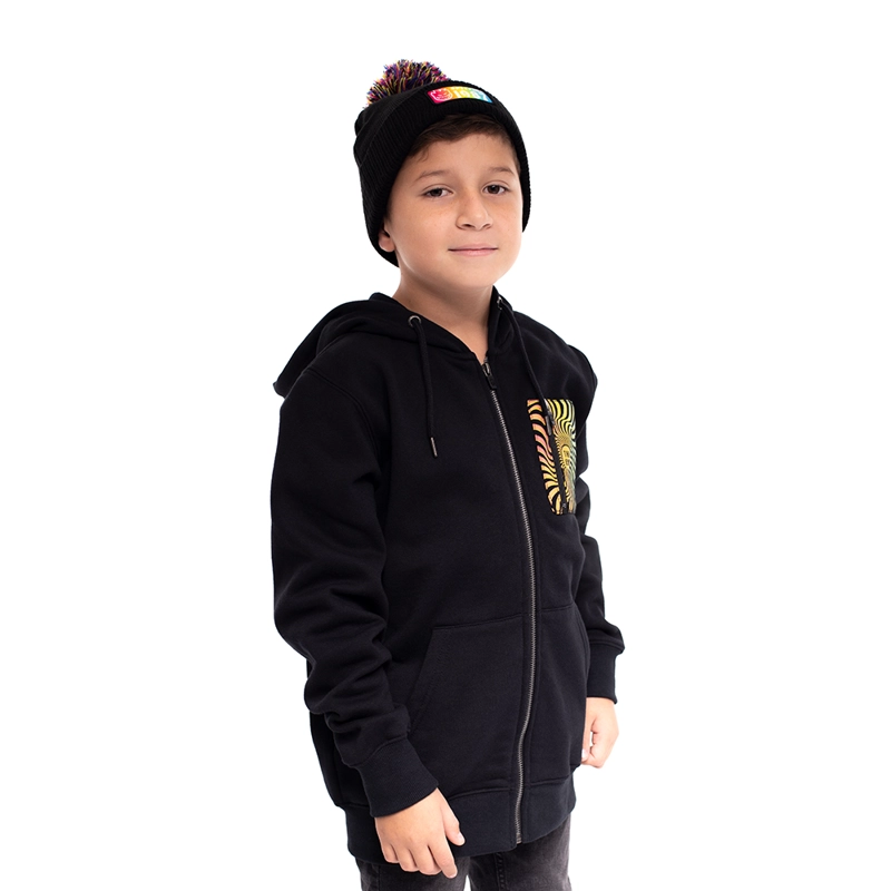 POLERON CON CIERRE Y CAPUCHA DE NIÑO SPITFIRE TRIPPY SWIRL NEGRO - 2