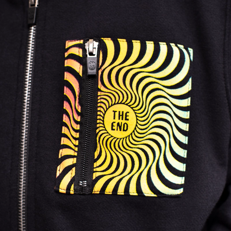 POLERON CON CIERRE Y CAPUCHA DE NIÑO SPITFIRE TRIPPY SWIRL NEGRO - 5