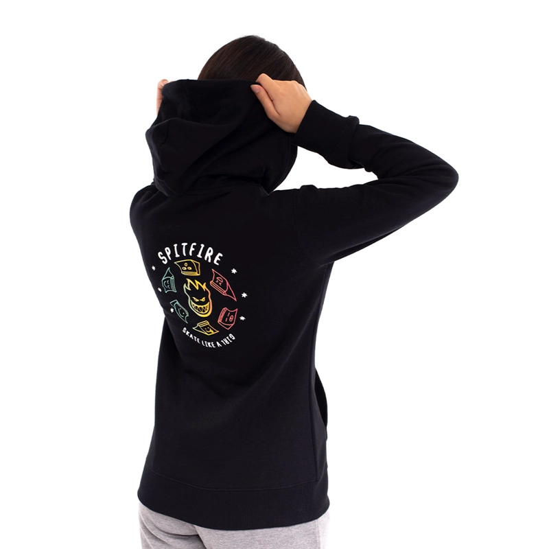 POLERON CON CIERRE Y CAPUCHA PARA MUJER SPITFIRE SKATE LIKE A GIRL BACK NEGRO - 3