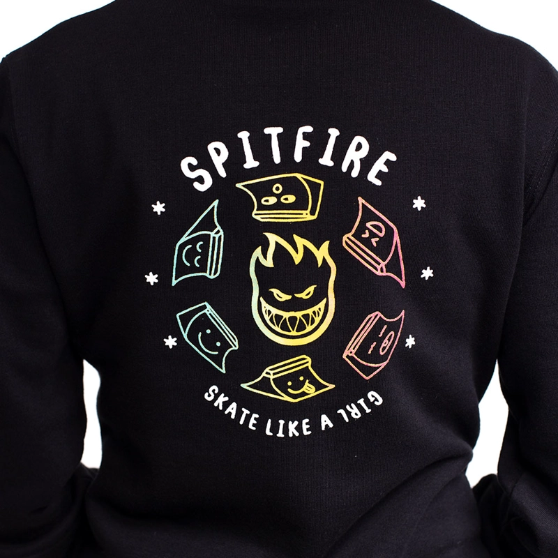 POLERON CON CIERRE Y CAPUCHA PARA MUJER SPITFIRE SKATE LIKE A GIRL BACK NEGRO - 4