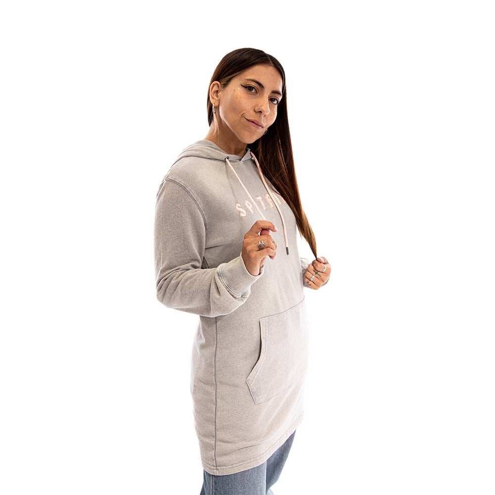 POLERON HOODIE LONG FIT MUJER SPITFIRE BEIGE - 3