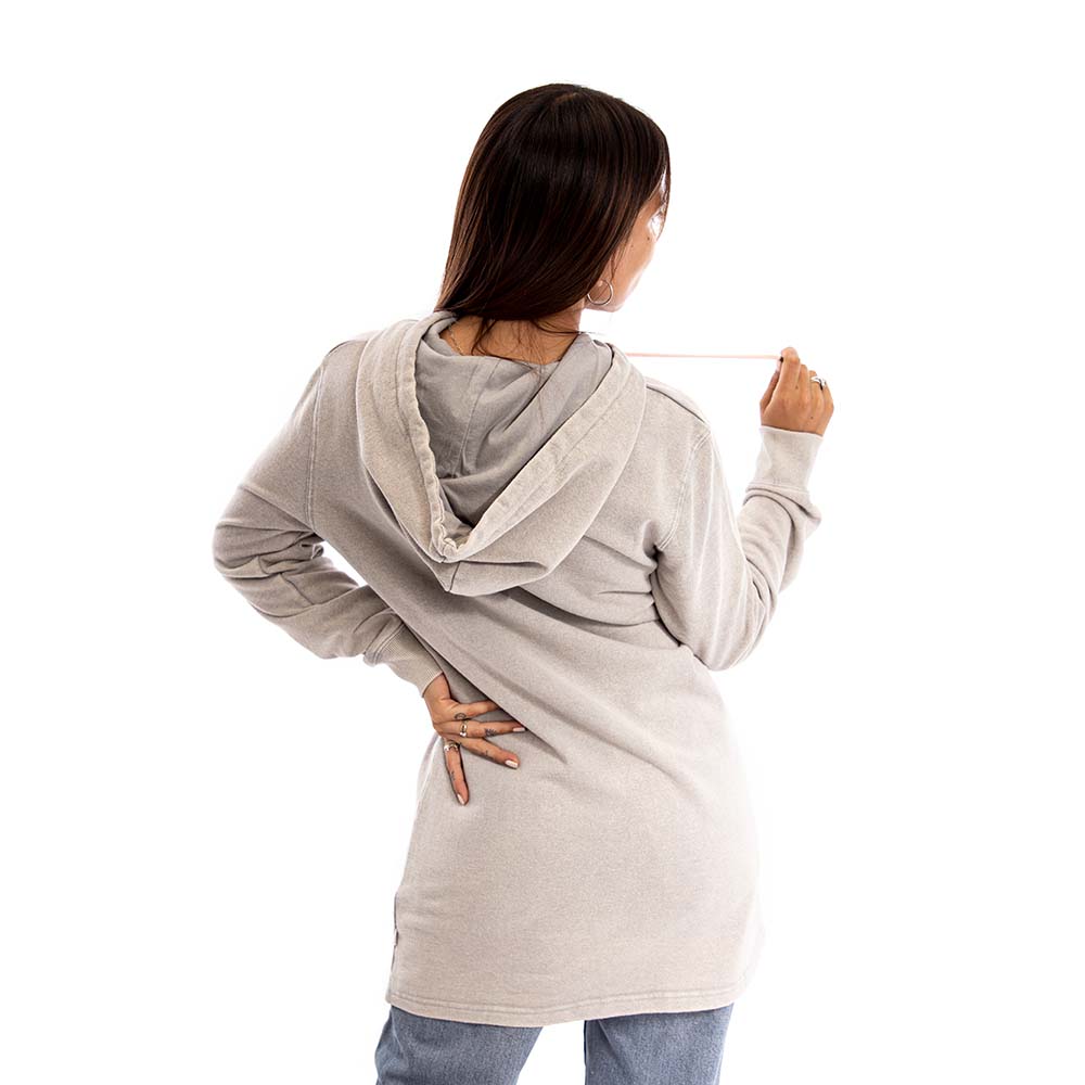 POLERON HOODIE LONG FIT MUJER SPITFIRE BEIGE - 4