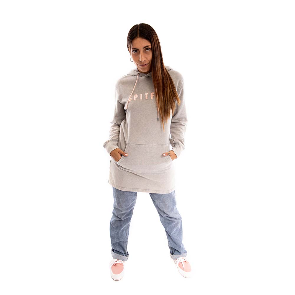 POLERON HOODIE LONG FIT MUJER SPITFIRE BEIGE - 5