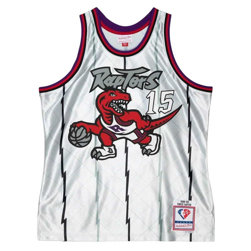 SWINGMAN NBA TORONTO RAPTORS VINCE CARTER PLAT 1998-99 HC 75TH ANNIVERSARY JERSEY MITCHELL AND NESS - 1