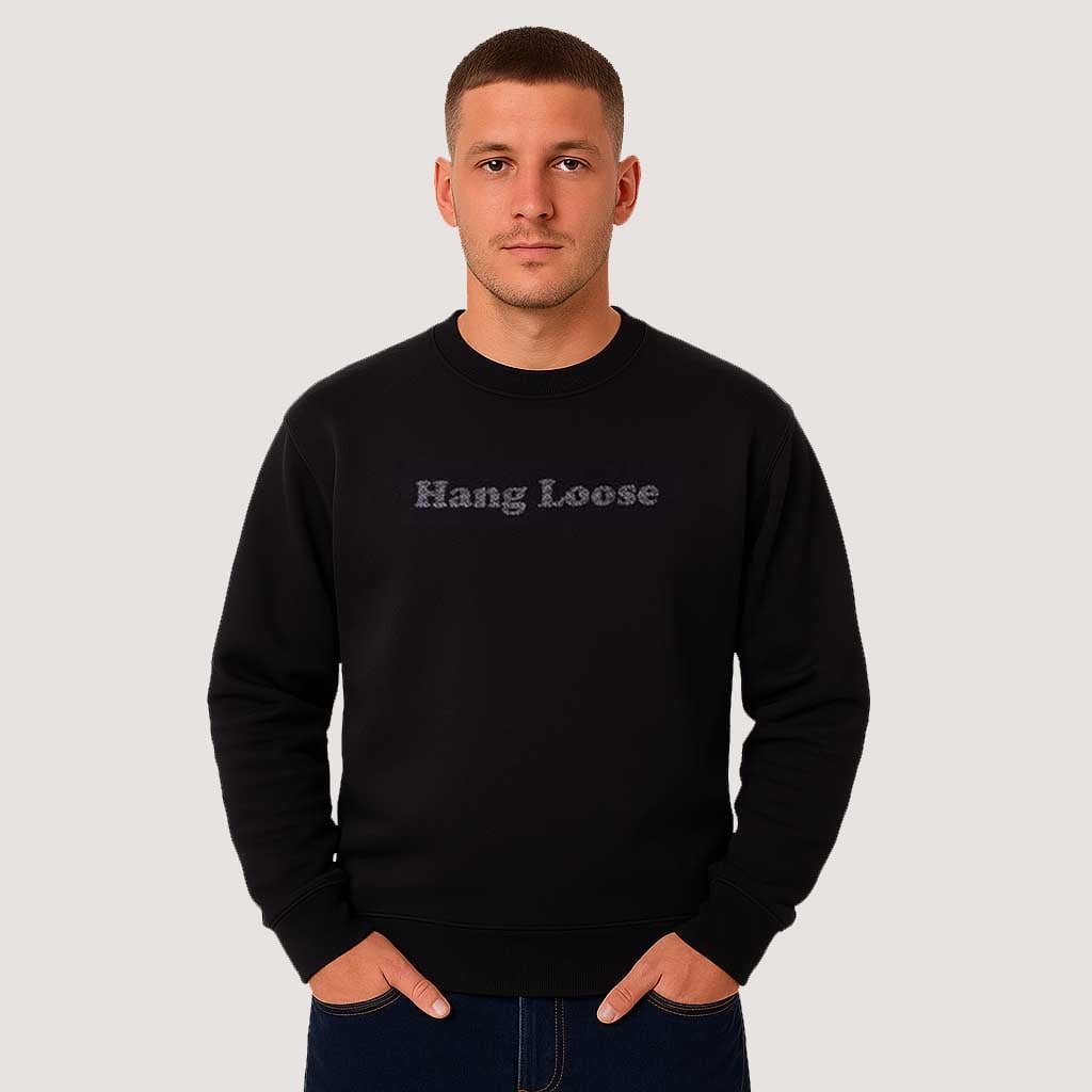 POLERON HOMBRE CREW NECK SALTY NEGRO HANG LOOSE - 1