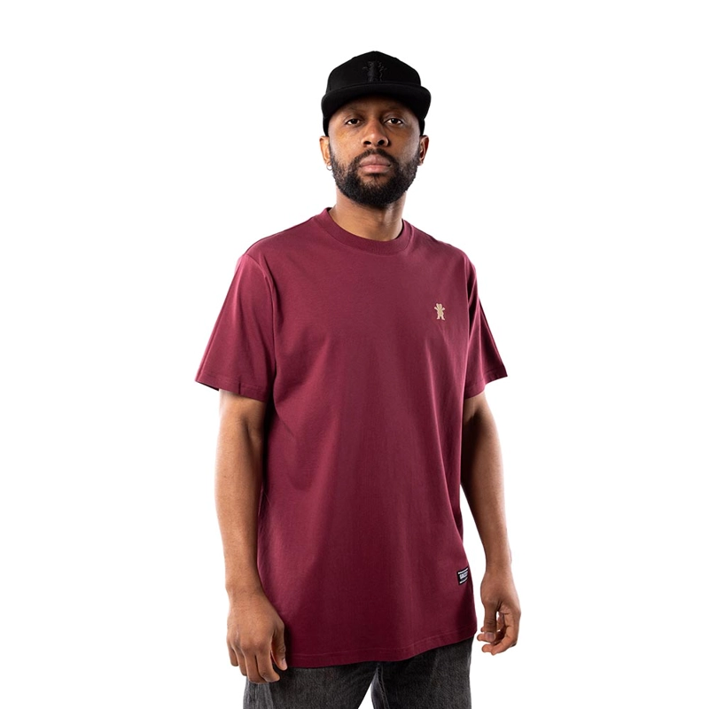 POLERA HOMBRE GRIZZLY GRIPTAPE EMBROIDERED OG BEAR BURGUNDY - 2