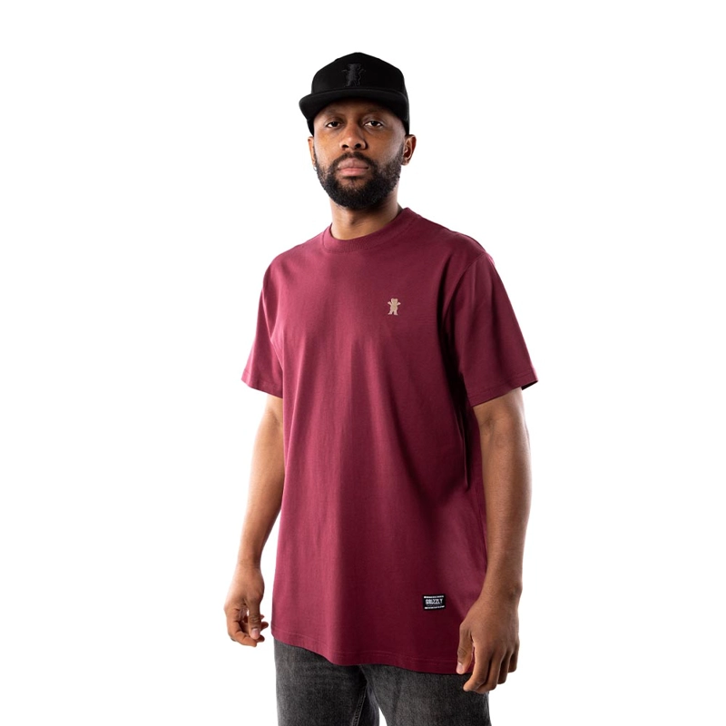 POLERA HOMBRE GRIZZLY GRIPTAPE EMBROIDERED OG BEAR BURGUNDY - 3