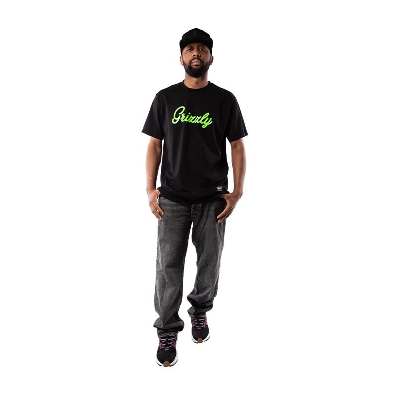 POLERA HOMBRE GRIZZLY GRIPTAPE PRINT SCRIPT LOGO VERDE NEGRO - 6
