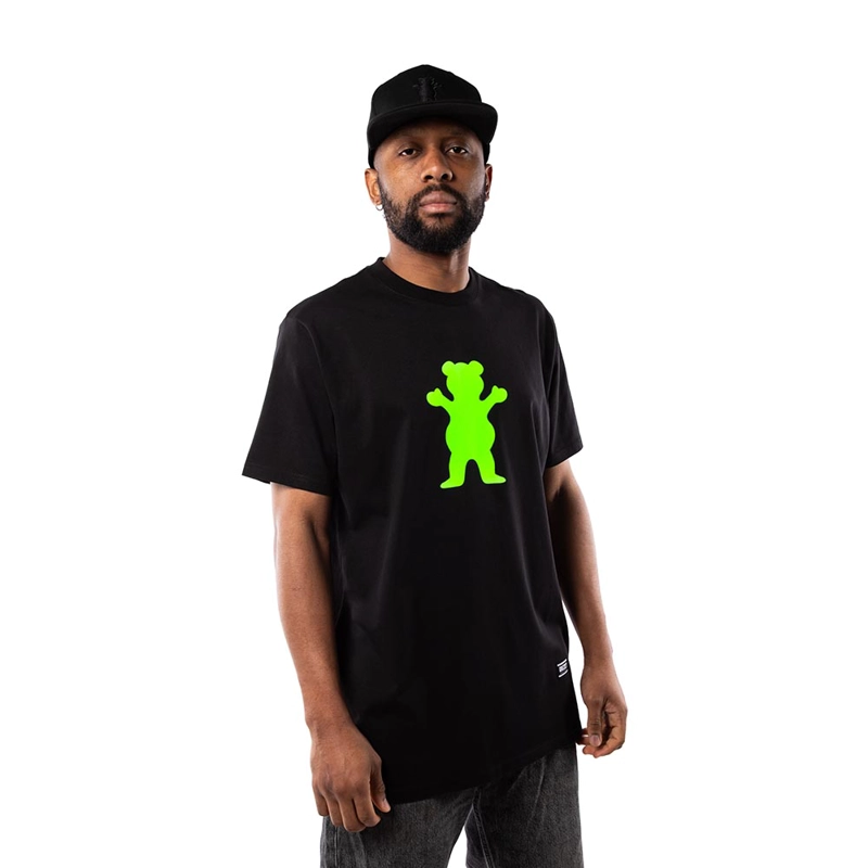 POLERA HOMBRE GRIZZLY GRIPTAPE OG BEAR NEGRO VERDE - 3