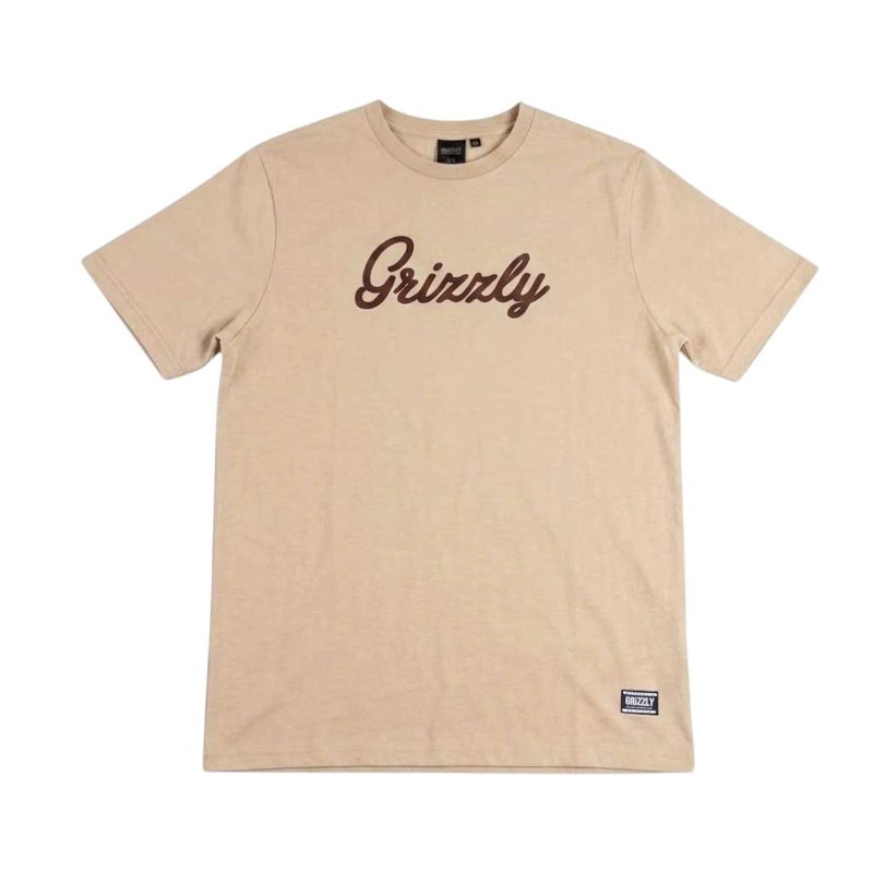 POLERA HOMBRE GRIZZLY GRIPTAPE PRINT SCRIPT LOGO NEGRO BEIGE - 1
