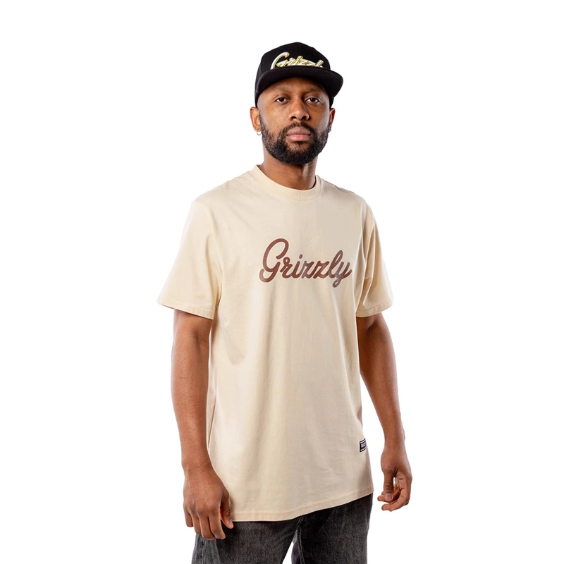 POLERA HOMBRE GRIZZLY GRIPTAPE PRINT SCRIPT LOGO NEGRO BEIGE - 2