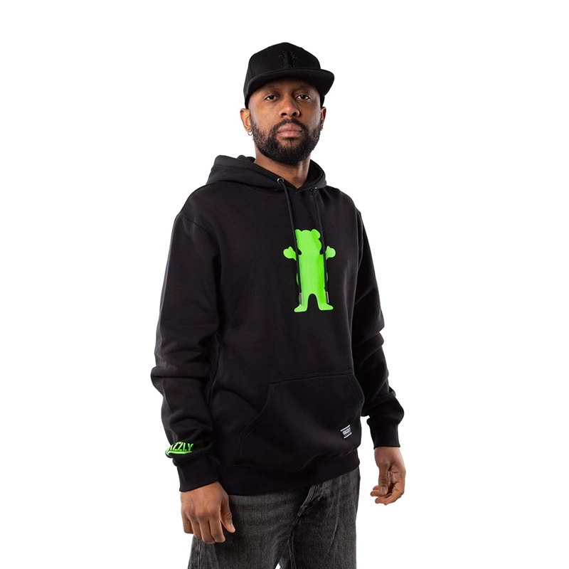 POLERON HOMBRE GRIZZLY GRIPTAPE OG BEAR NEGRO VERDE - 2