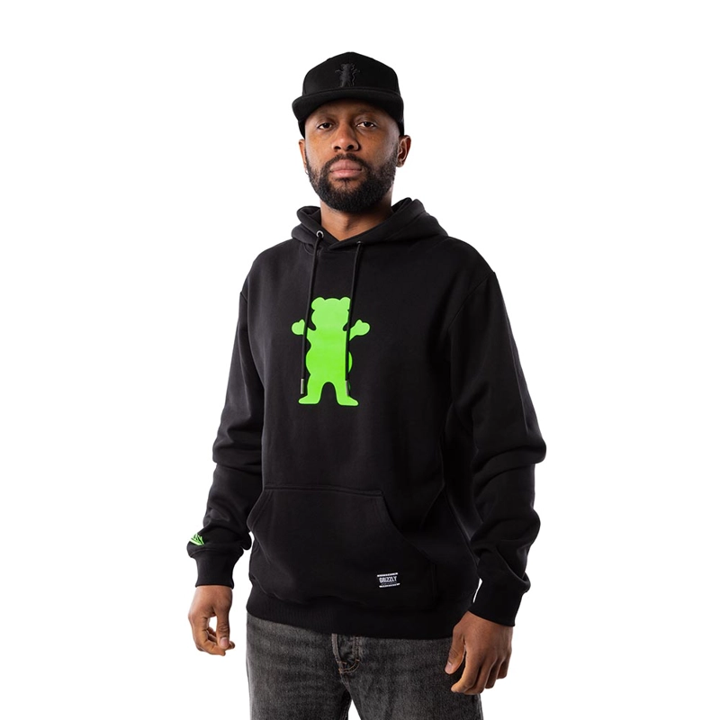 POLERON HOMBRE GRIZZLY GRIPTAPE OG BEAR NEGRO VERDE - 3
