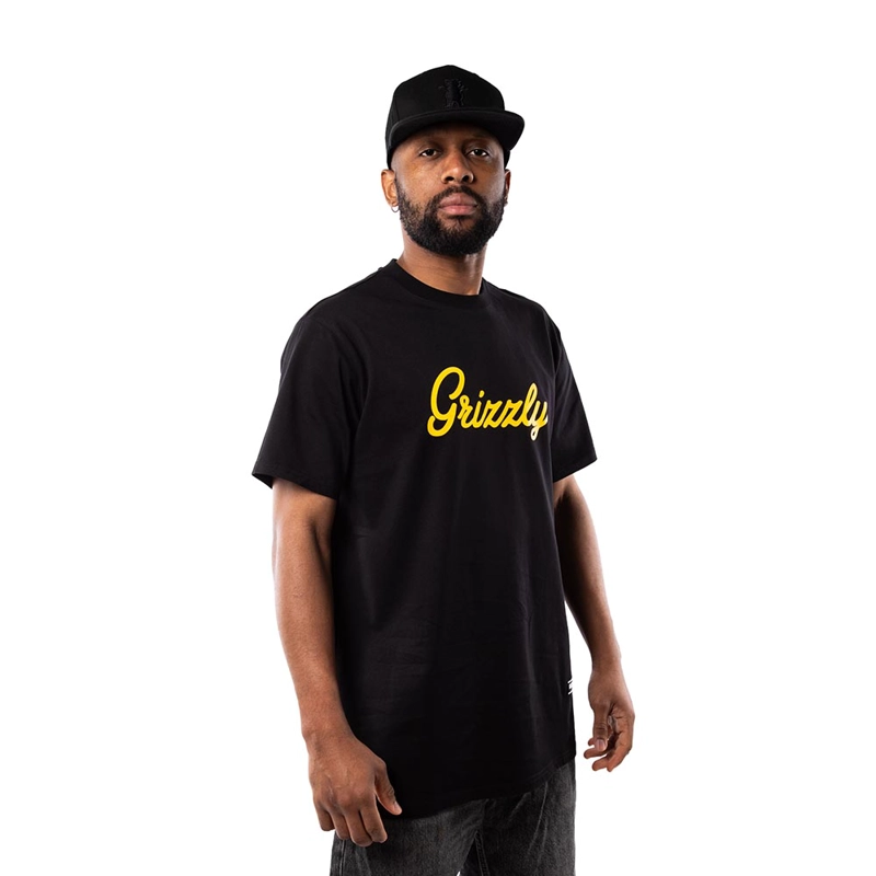 POLERA HOMBRE GRIZZLY GRIPTAPE PRINT SCRIPT LOGO AMARILLO NEGRO - 3