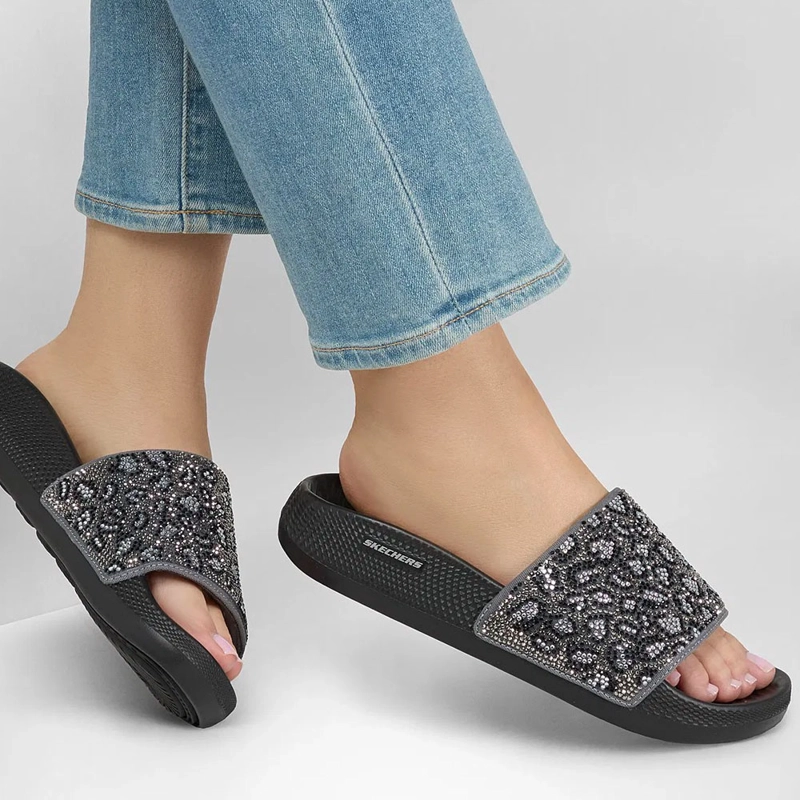 SANDALIAS MUJER SKECHERS LOW SLIDER-PRINTLICIOUS 186090-BKGY - 6
