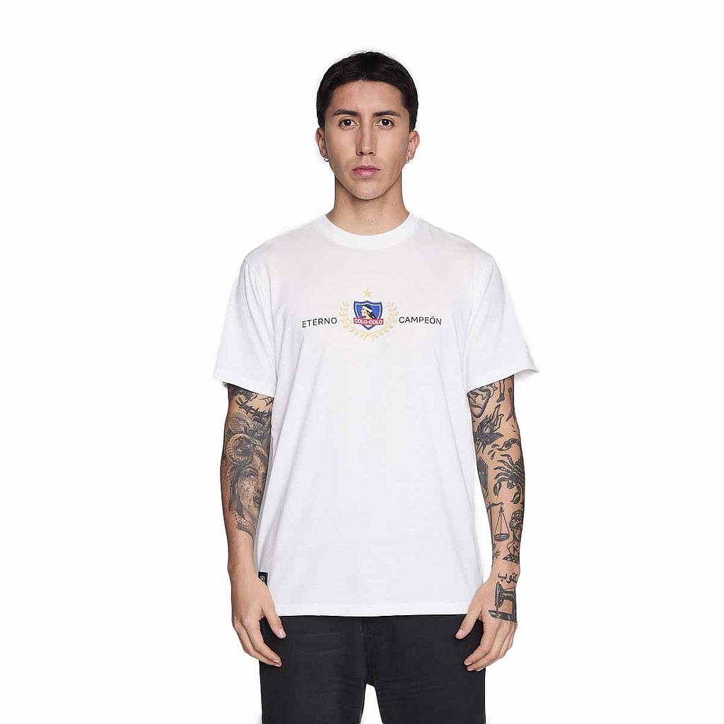 POLERA COLO COLO URBANO HOMBRE ETERNO CAMPEON BLANCO - 1