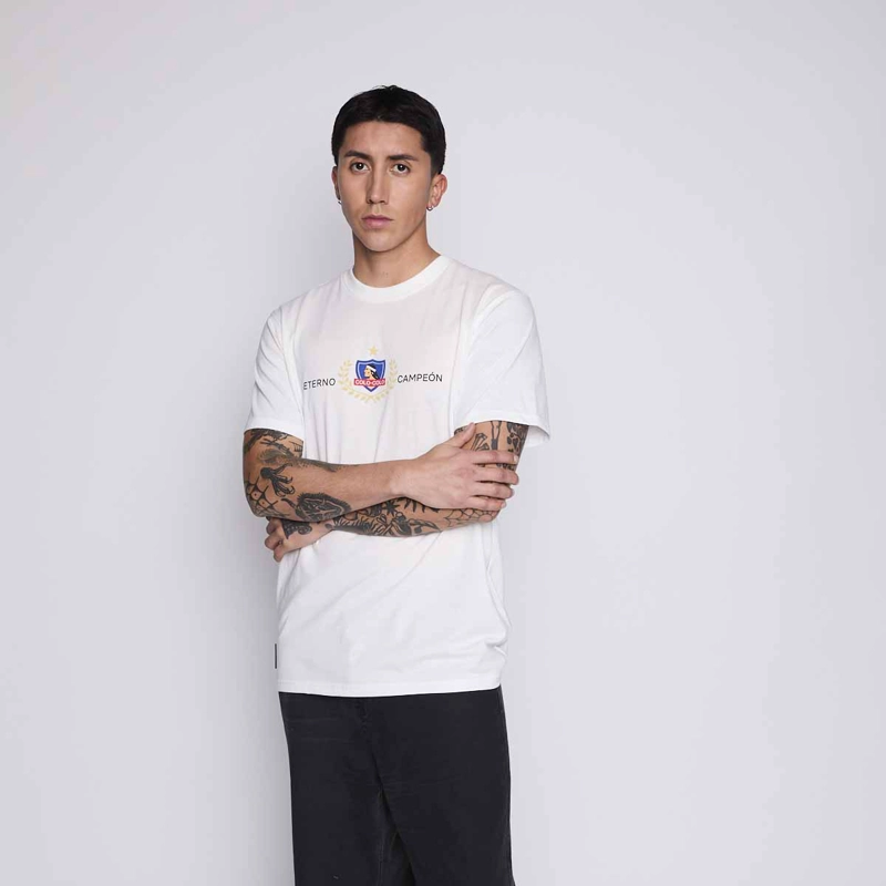 POLERA COLO COLO URBANO HOMBRE ETERNO CAMPEON BLANCO - 3