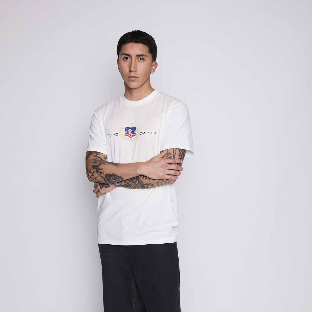 POLERA COLO COLO URBANO HOMBRE ETERNO CAMPEON BLANCO - 3