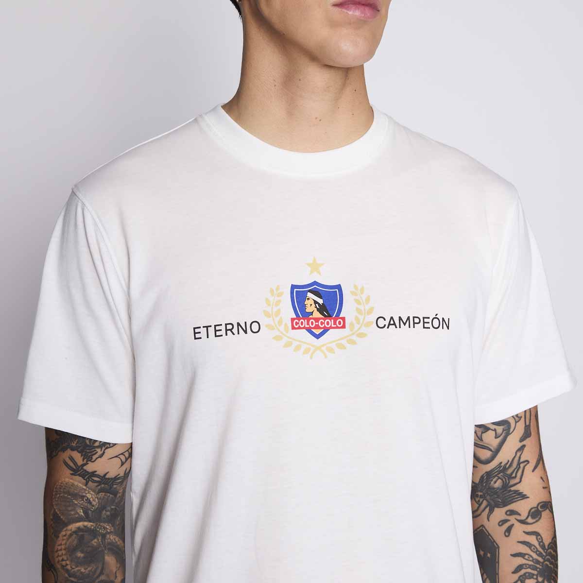 POLERA COLO COLO URBANO HOMBRE ETERNO CAMPEON BLANCO - 4