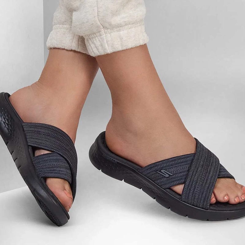 SANDALIAS MUJER SKECHERS GO WALK FLEX SANDAL IMPRESSED NEGRO - 2