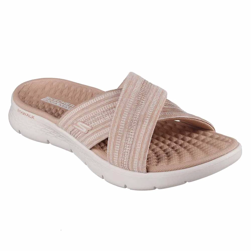 SANDALIAS MUJER SKECHERS GO WALK FLEX SANDAL IMPRESSED BEIGE - 1