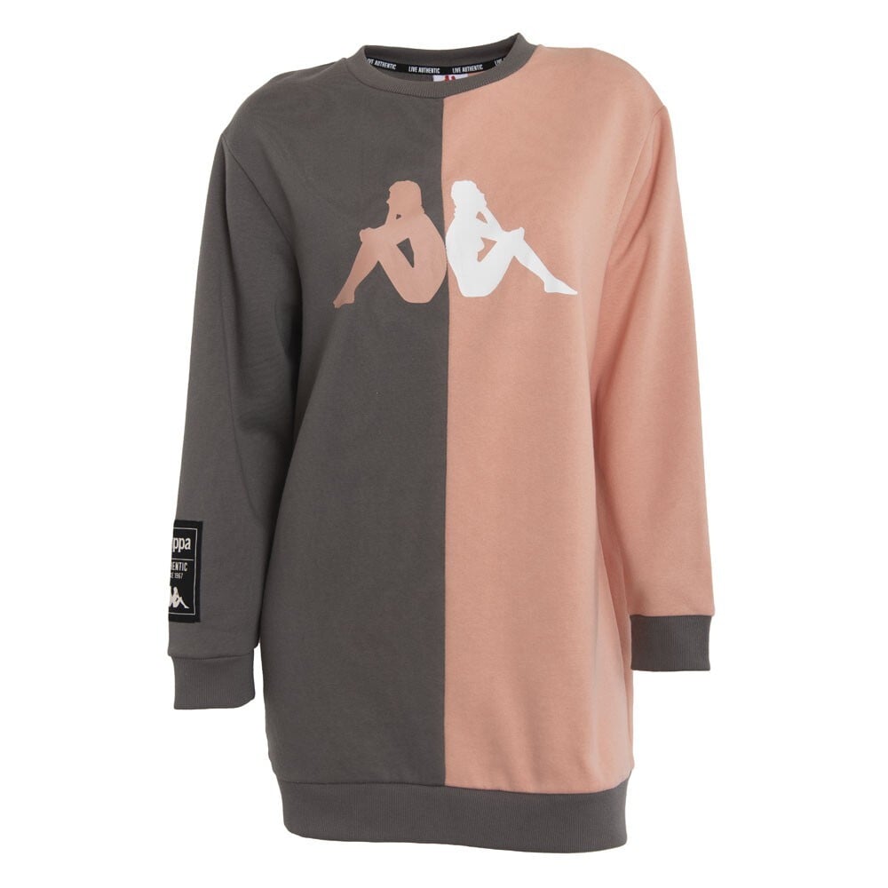 POLERON DE MUJER KAPPA OVERSIZE SPLIT GRIS NARANJO - 1