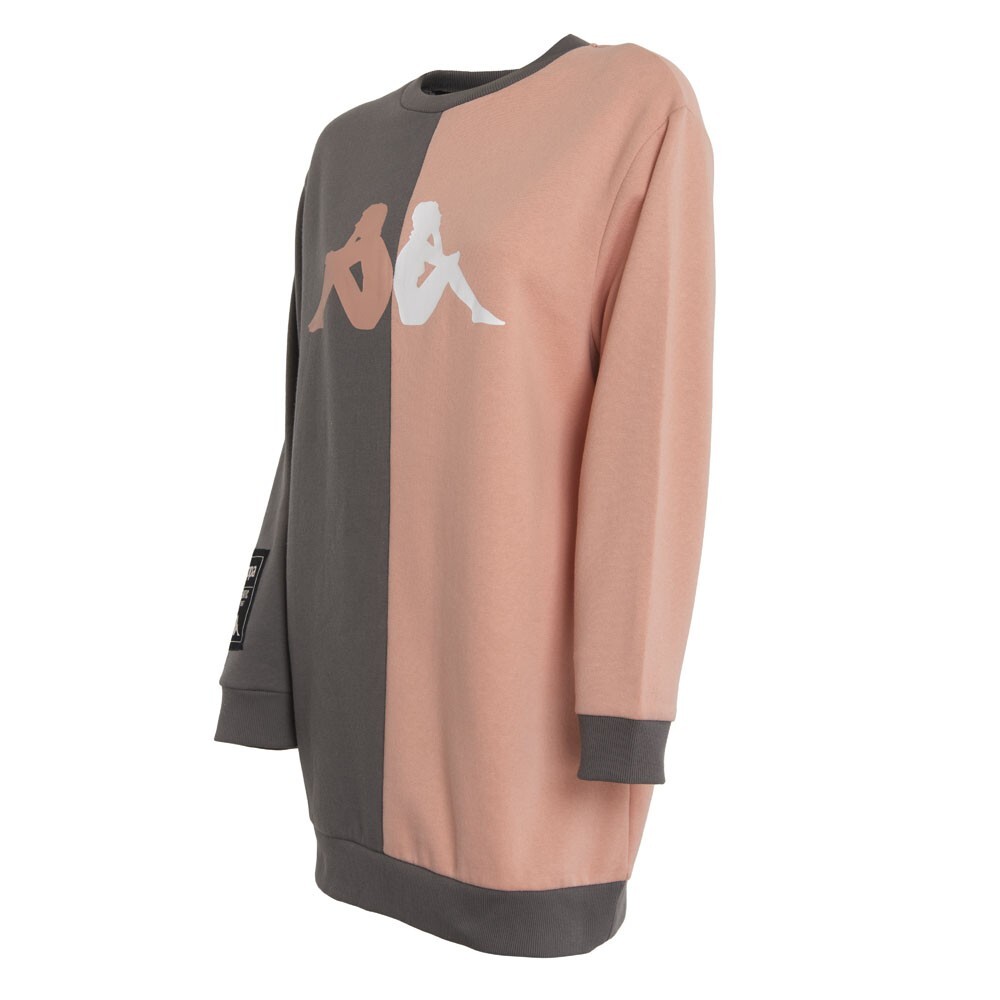 POLERON DE MUJER KAPPA OVERSIZE SPLIT GRIS NARANJO - 2