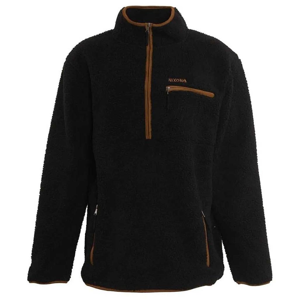POLERON HOMBRE NIXON SHERPA HALF ZIP NEGRO BROWN - 1