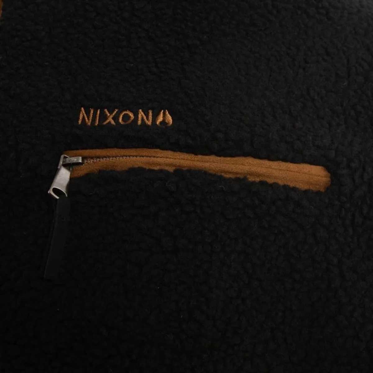 POLERON HOMBRE NIXON SHERPA HALF ZIP NEGRO BROWN - 4