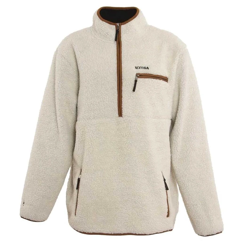 POLERON HOMBRE NIXON SHERPA HALF ZIP BEIGE BROWN - 1