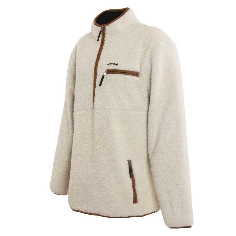 POLERON HOMBRE NIXON SHERPA HALF ZIP BEIGE BROWN - 2