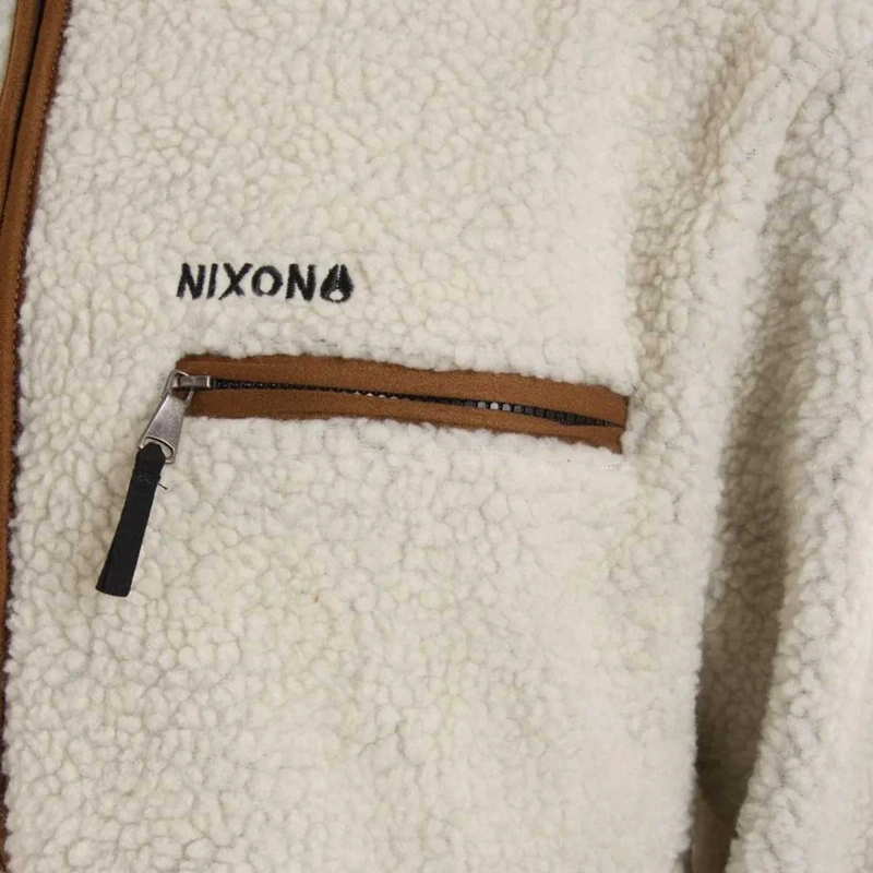 POLERON HOMBRE NIXON SHERPA HALF ZIP BEIGE BROWN - 4