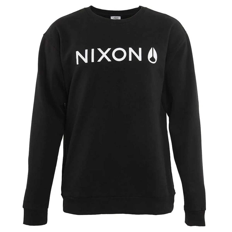 POLERON HOMBRE NIXON CREW NEGRO LOGO BLANCO - 1