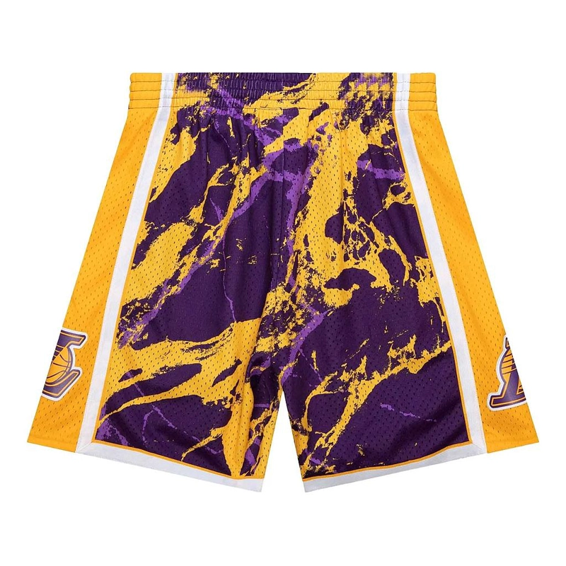 SHORT LOS ANGELES LAKERS MITCHELL & NESS MARBLE AMARILLO/MORADO - 1
