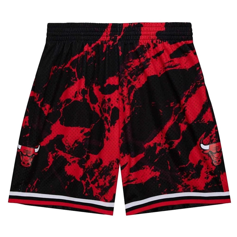 SHORT CHICAGO BULLS MITCHELL & NESS MARBLE NEGRO/ROJO - 1