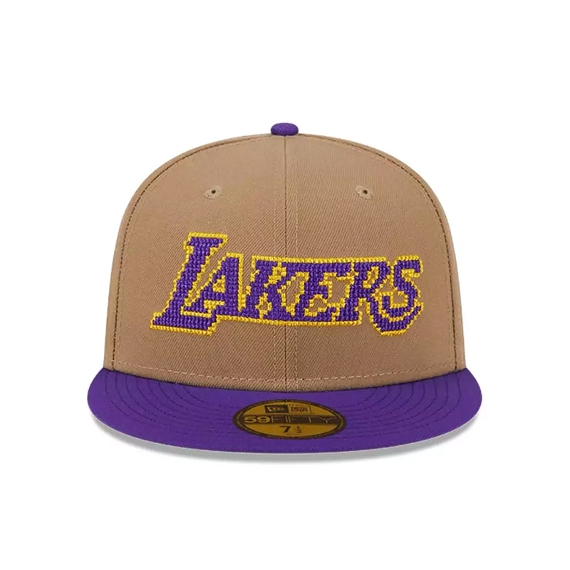 JOCKEY GORRA NEW ERA 59FIFTY LOS ANGELES LAKERS NBA CLASSIC WORDMARK BEIGE - 1