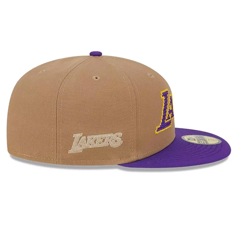 JOCKEY GORRA NEW ERA 59FIFTY LOS ANGELES LAKERS NBA CLASSIC WORDMARK BEIGE - 2