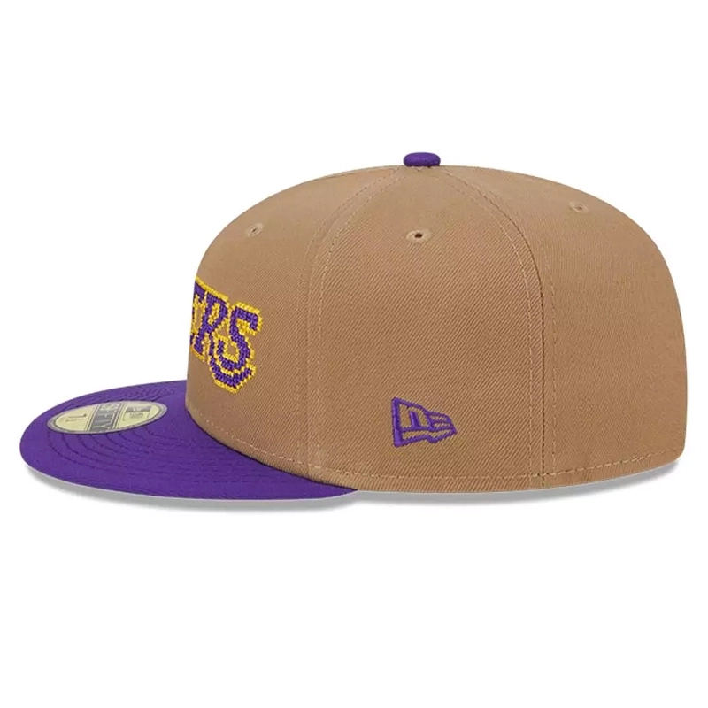 JOCKEY GORRA NEW ERA 59FIFTY LOS ANGELES LAKERS NBA CLASSIC WORDMARK BEIGE - 3