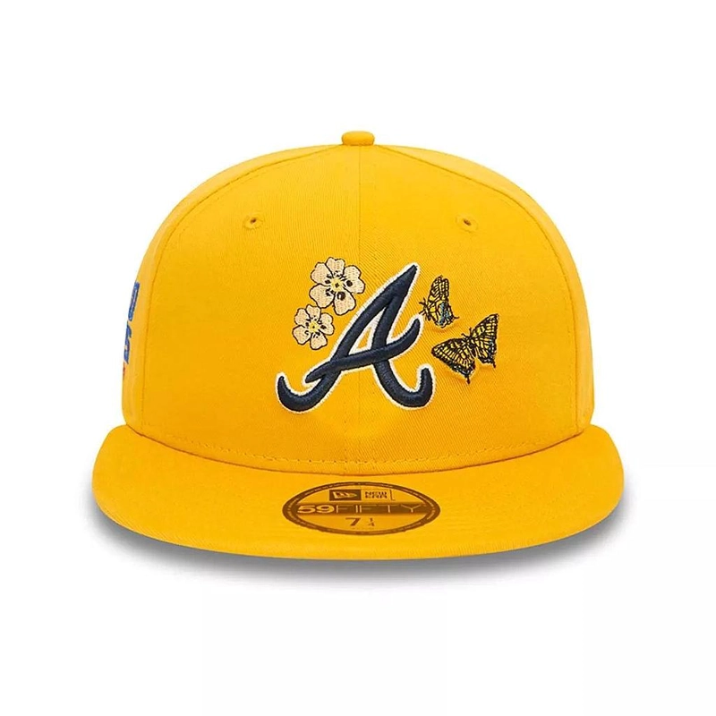 JOCKEY GORRA NEW ERA 59FIFTY ATLANTA BRAVES MLB SEASONAL FLOWER DARK YELLOW - 1