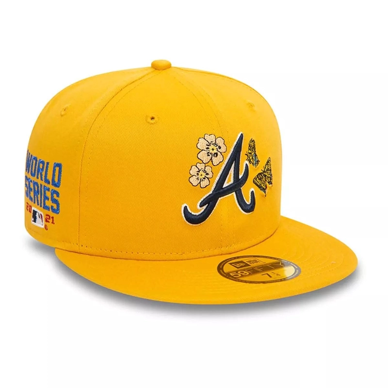 JOCKEY GORRA NEW ERA 59FIFTY ATLANTA BRAVES MLB SEASONAL FLOWER DARK YELLOW - 2