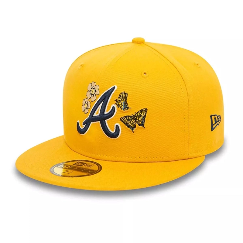 JOCKEY GORRA NEW ERA 59FIFTY ATLANTA BRAVES MLB SEASONAL FLOWER DARK YELLOW - 3
