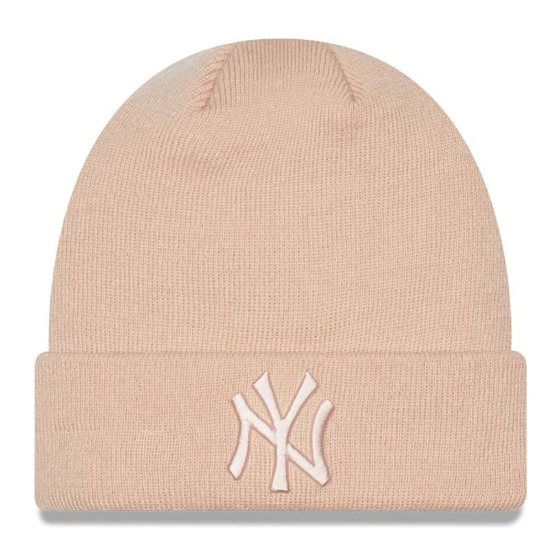 GORRO BEANIE NEW ERA NEW YORK YANKEES MLB WIDE CUFF BEIGE MUJER - 1