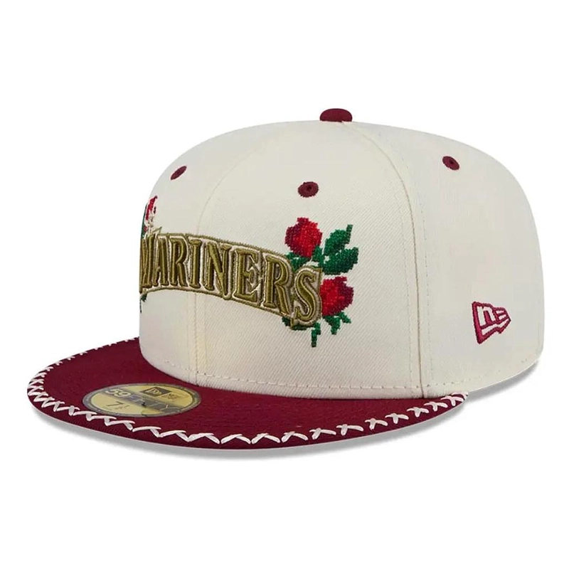 JOCKEY GORRA NEW ERA 59FIFTY MLB SEATTLE MARINERS NOVELTY STITCH WHITE - 1